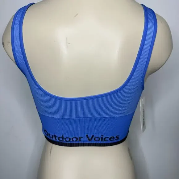 Outdoor Voices Women's Size XXS Seamless Ribbed Knit Longline Bra Blue NWT - Picture 4 of 9